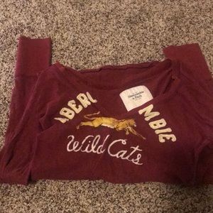 Dark Red Abercrombie Long Sleeve V Neck